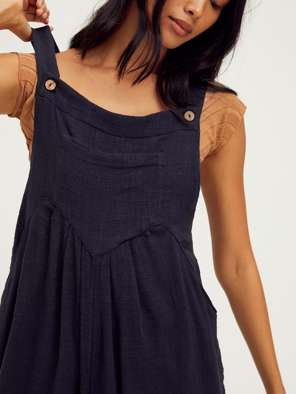 Free People Black Sun-drenched overalls